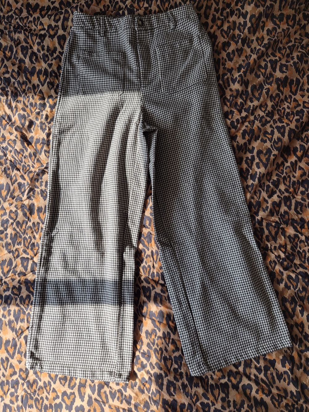 Brown & White Houndstooth Womens Pants